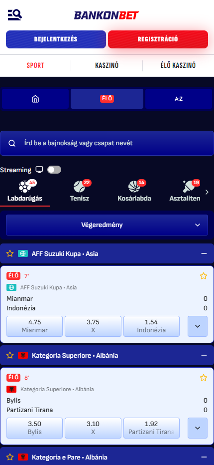 Bankonbet Live Sport Betting Hungary(mobile screen), sportfogadasok.net