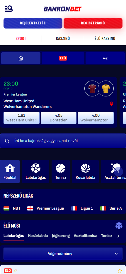 Bankonbet Sport Betting Hungary(mobile screen), sportfogadasok.net