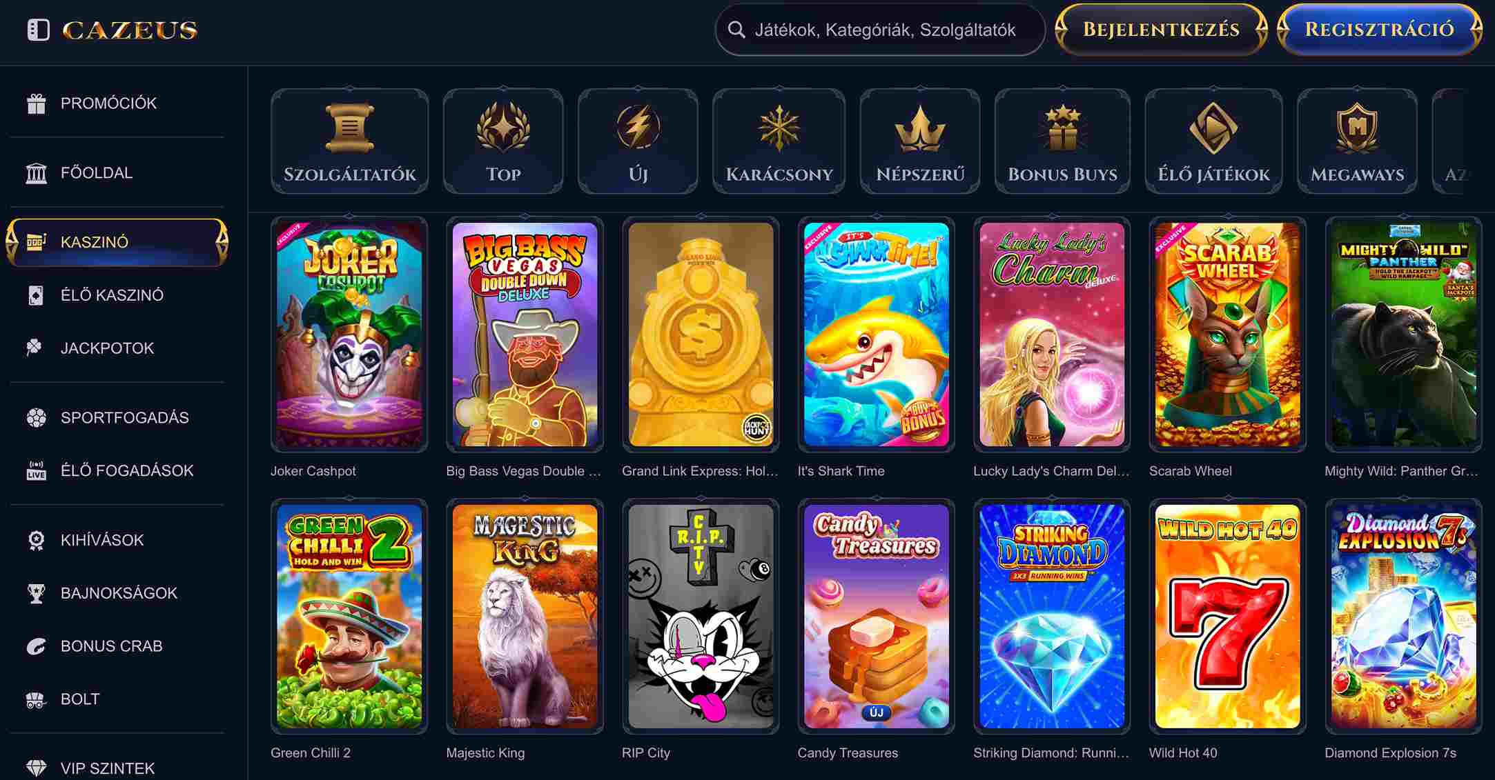 Cazeus casino games