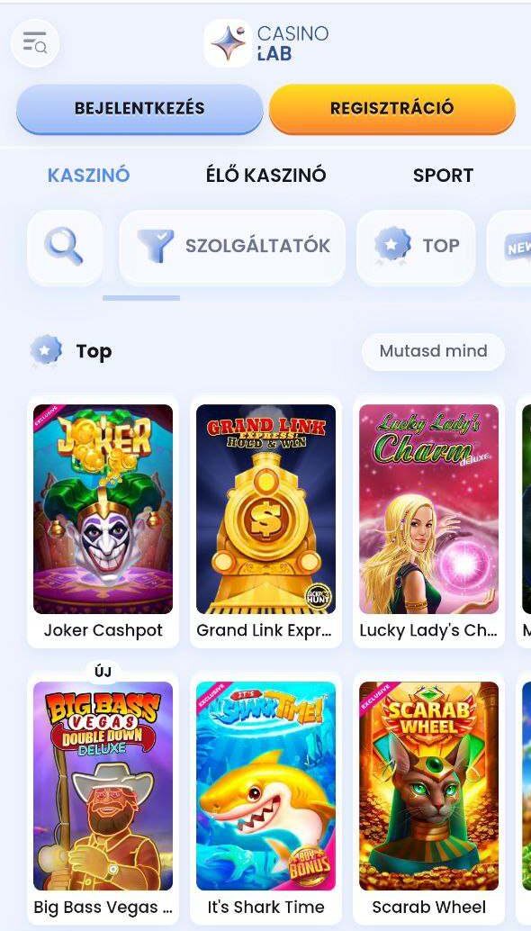 Casinolab Játék kínálat és szolgáltatók