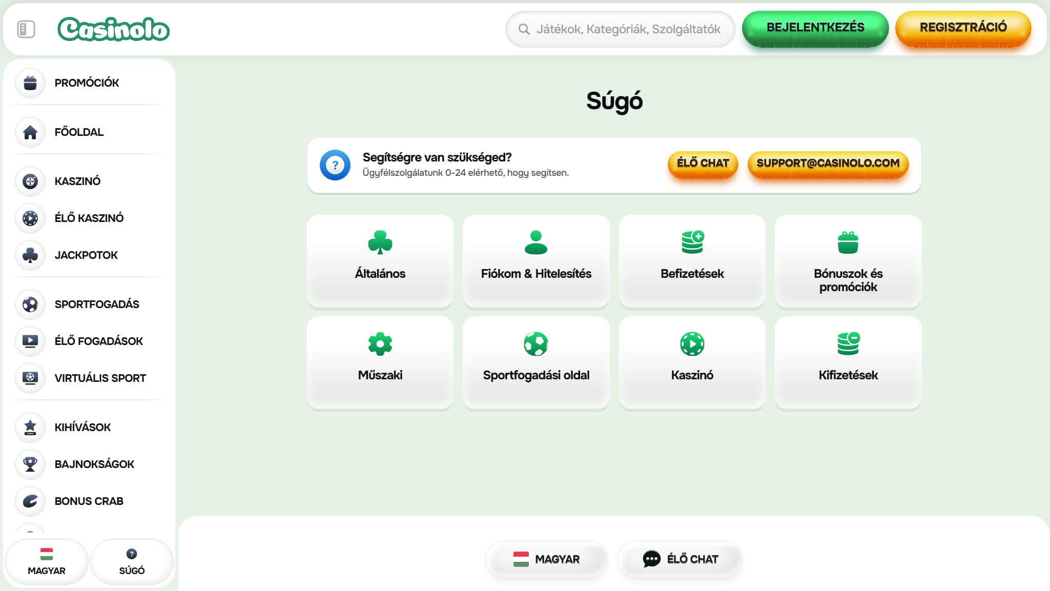 Casinolo Support Hungary, sportfogadasok.net