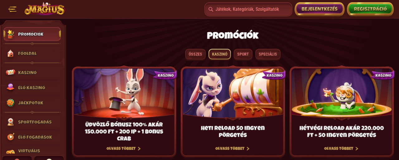 Magius kaszinó Bónuszok és promóciók