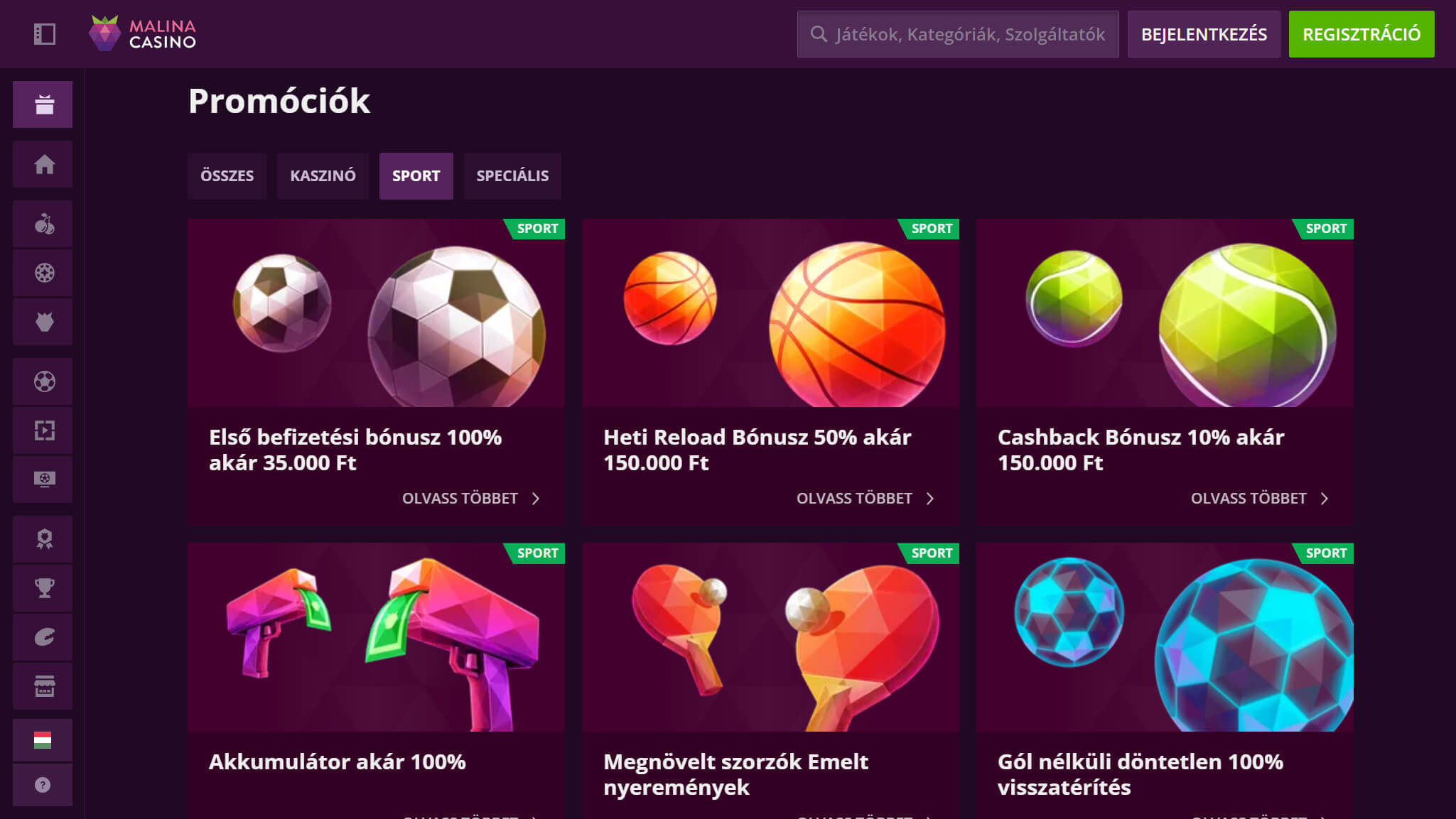 Malina Bookmaker Bonuses Hungary, sportfogadasok.net