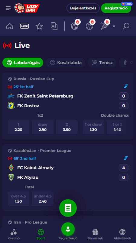 Lazybar Bookmaker Live Betting