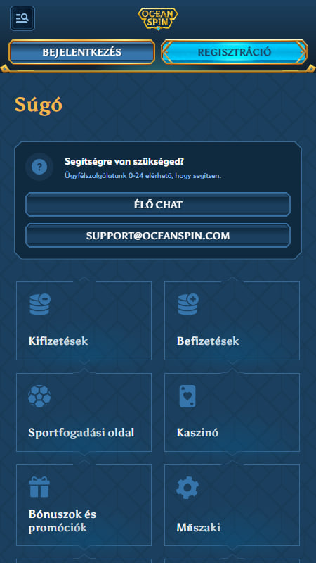OceanSpin Ügyfélszolgálat
