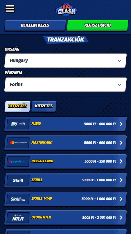 BigClash payment options