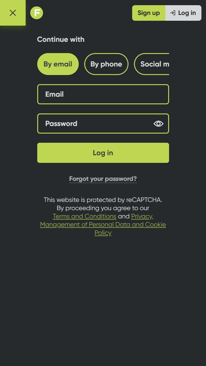 Fresh Mobile Registration Page