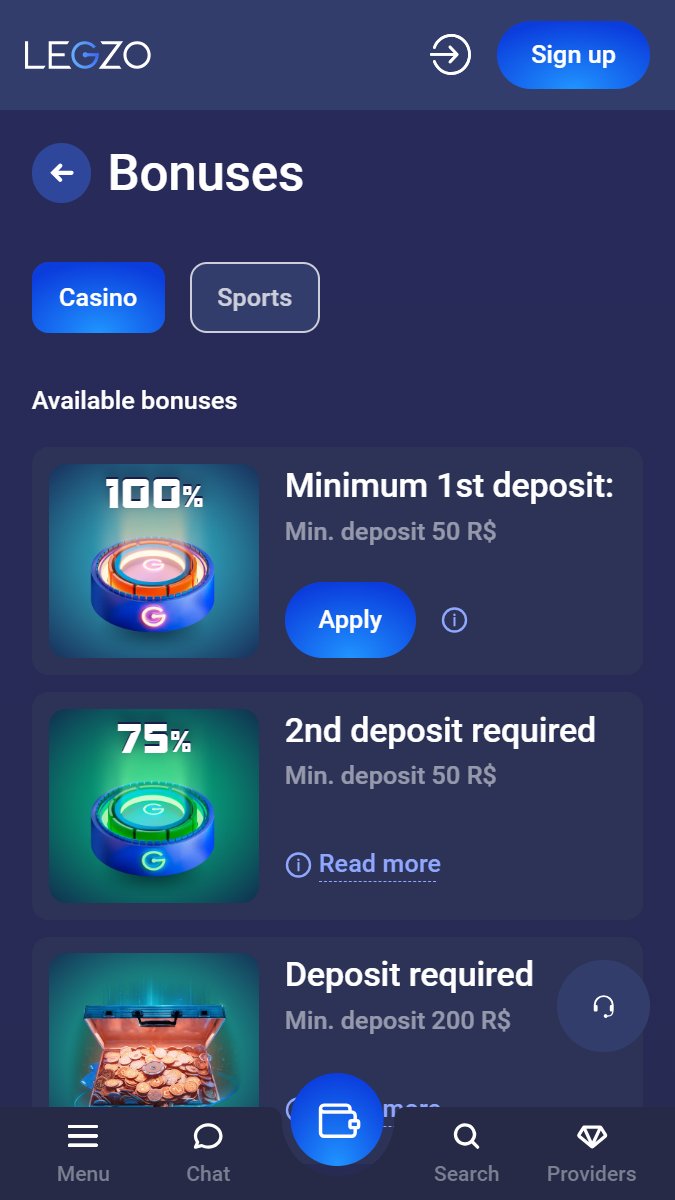 Legzo Mobile Bonuses