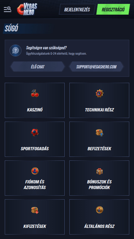 VegasHero súgóközpont