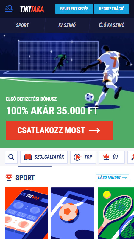 TikiTaka Bookmaker main page Hungary
