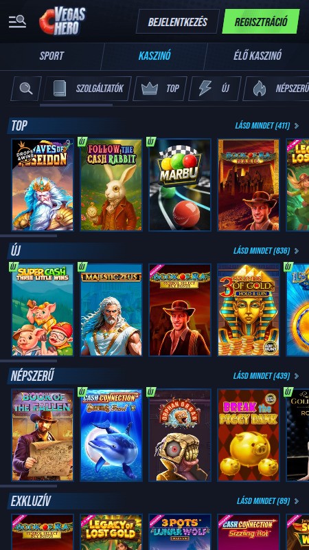 Online kaszinó rész a VegasHeron