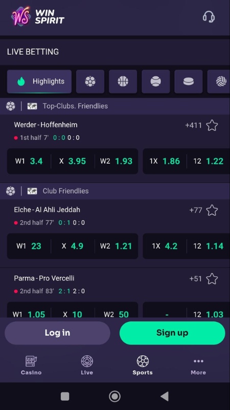 Winspirit bookmaker Live Sports betting