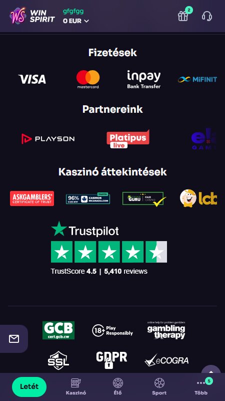 winspirit site payment