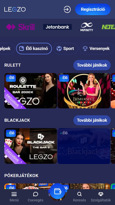 Legzo Casino live games