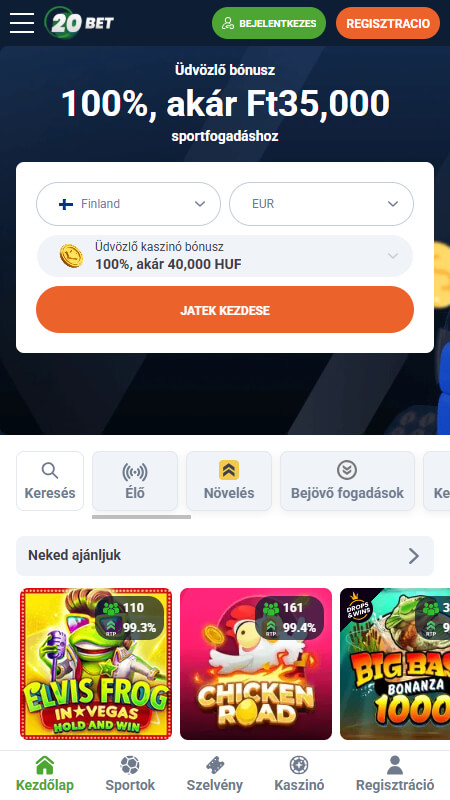 20Bet sports betting main page