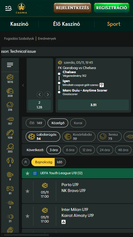 Casinia sports betting main page