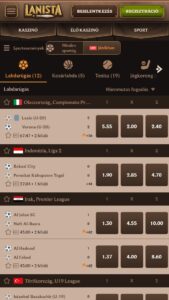 Élő közvetítés és felület a Lanista Bookmakerben