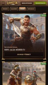 A Lanista sport üdvözlő bónusza