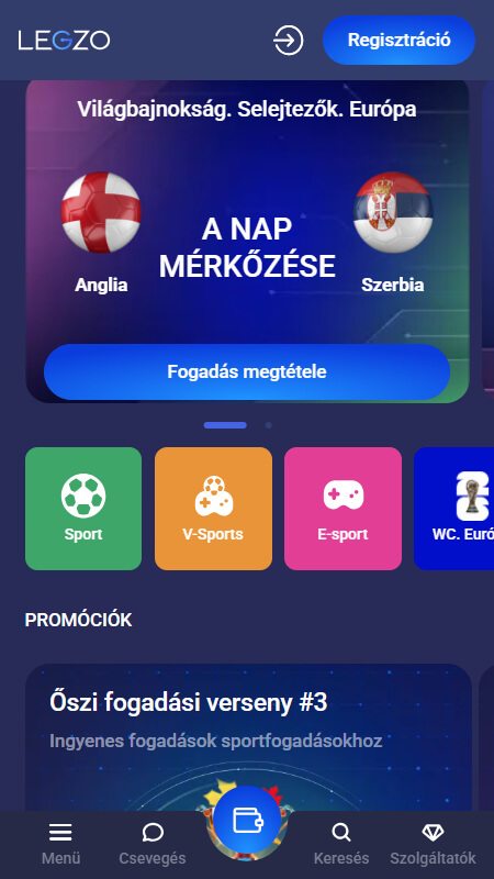 Legzo Bookmaker main page