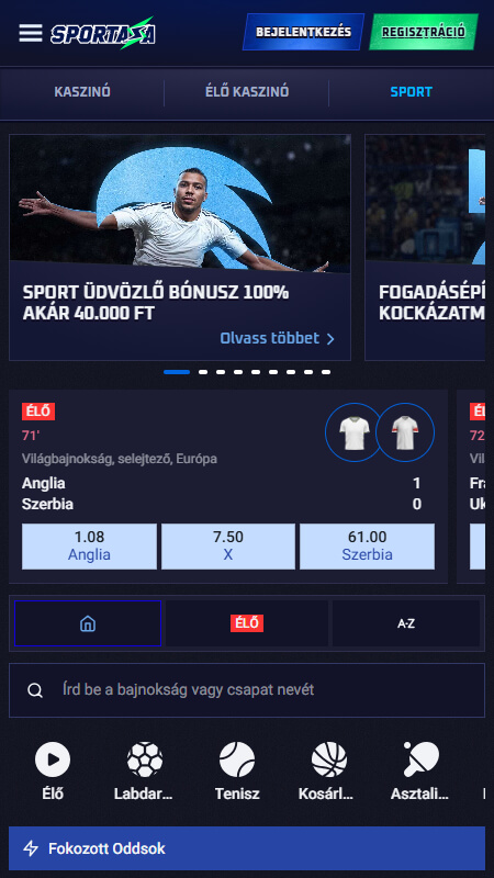 Sportaza Bookmaker main page