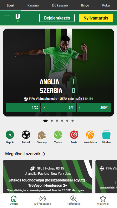 Unibet Bookmaker main page