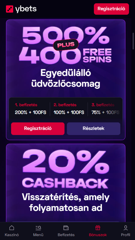 Ybets Casino Bónuszok és Promóciók