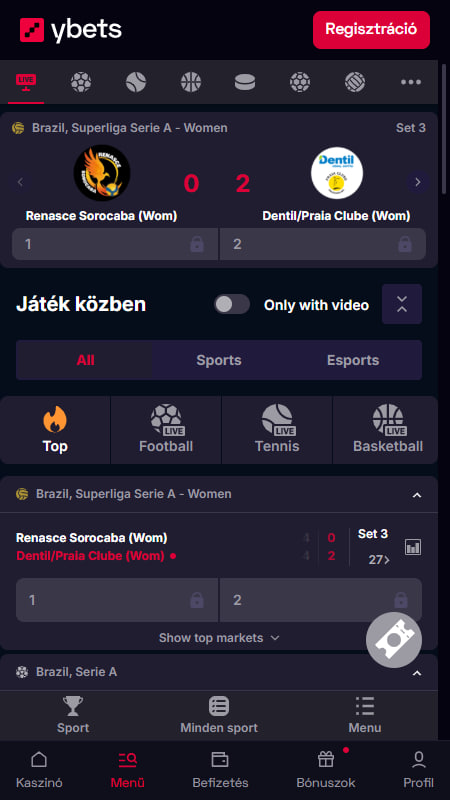 Ybets bukméker Élő fogadás