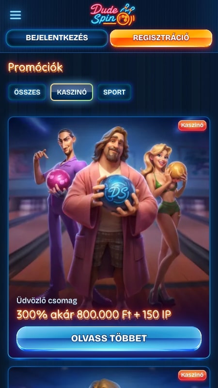 DudeSpin bónuszok és promóciók