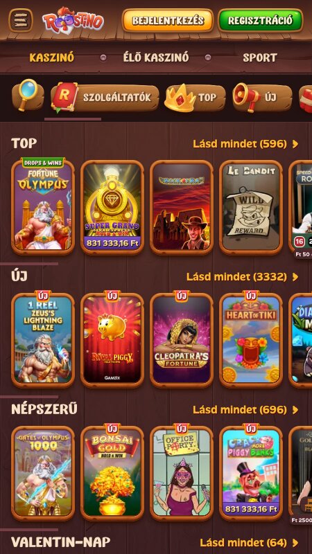 Roostino kaszinó felület