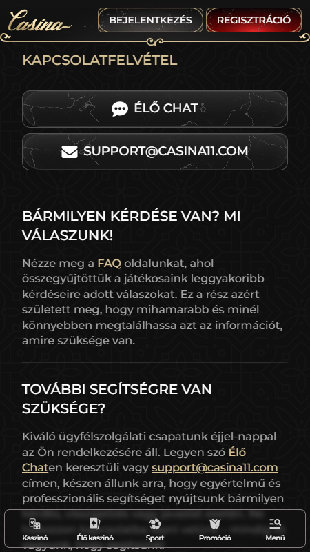 Casina Magyarország: segítőkész ügyfélszolgálat