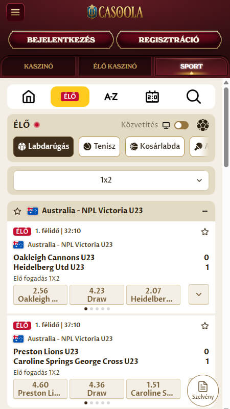 Casoola élő fogadás