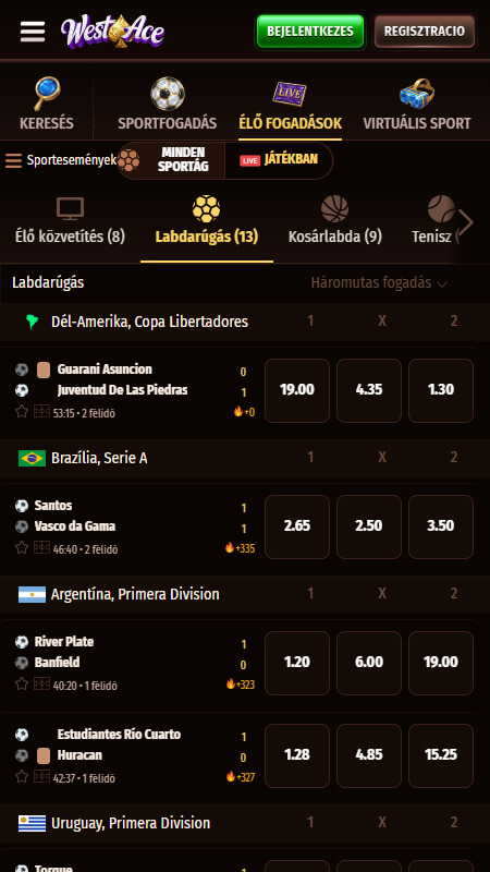 WestAce élő fogadás Magyarországon