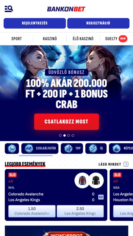 Bankonbet főoldal