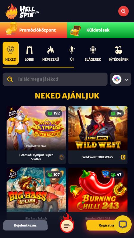 Online kaszinó rész a Hellspinn