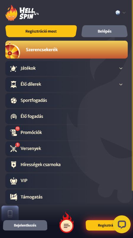 Fedezze fel a Hellspin webhely teljes menüopcióit