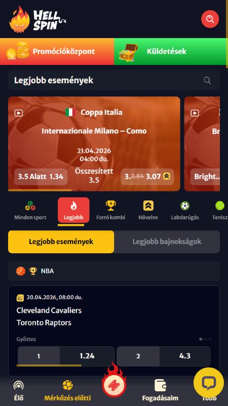 Online sportfogadási rovat a Hellspinn