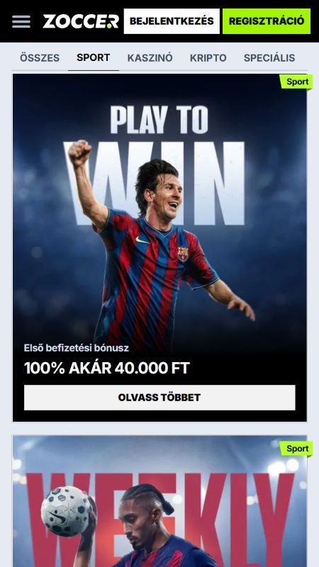 Bónuszok és promóciók elérhetők a Zoccer Hungary-nál