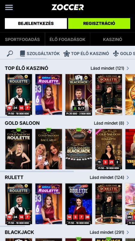Élő játékok a Zoccer Casino-nál