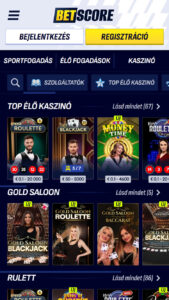 Betscore Élő osztós játékok