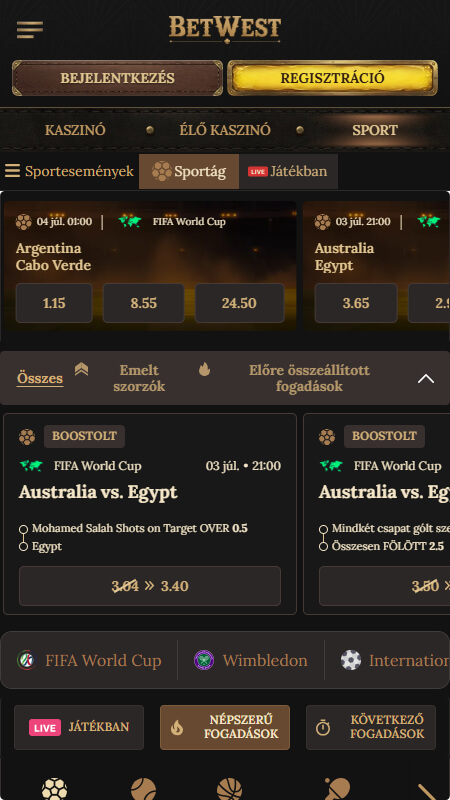 BetWest sport fogadás
