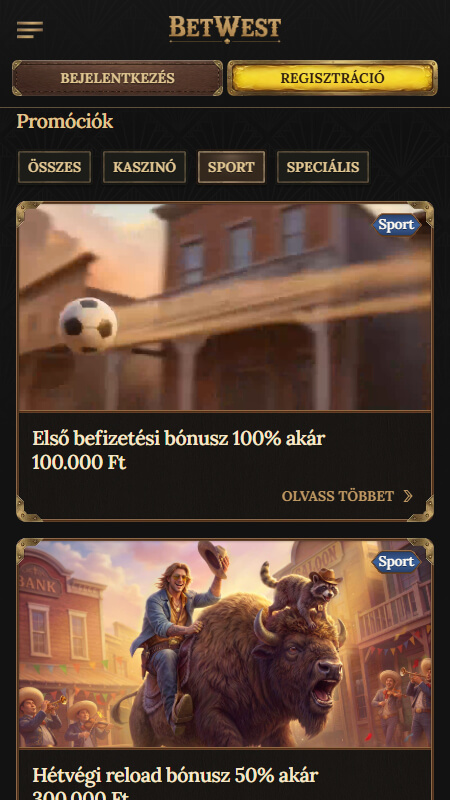 BetWest sportfogadás promóciók