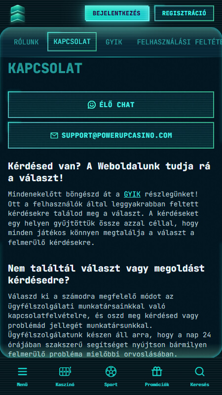 PowerUp technikai támogatás Magyarország